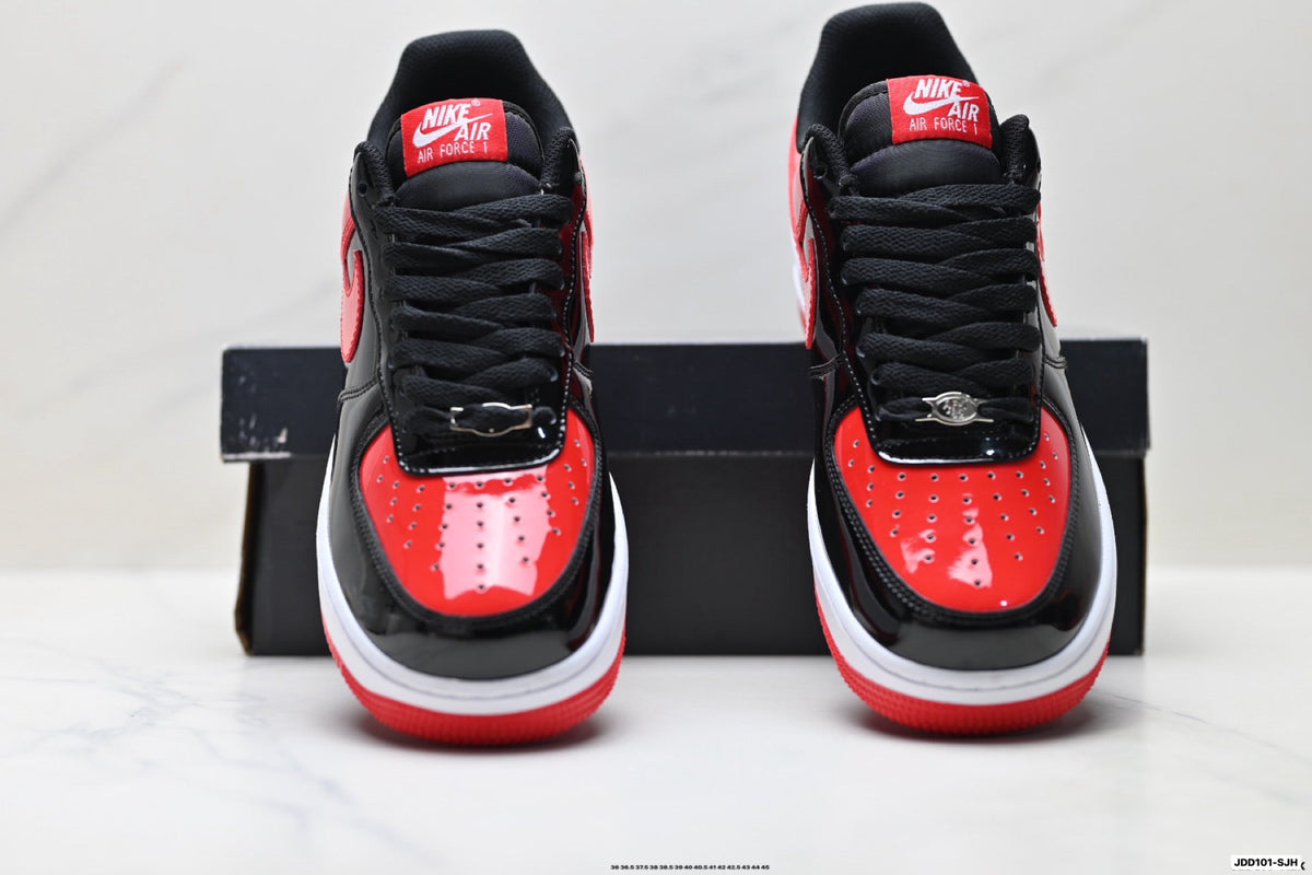 Nike Air Force 1 Low Black Red White Unisex Sneakers Style 01