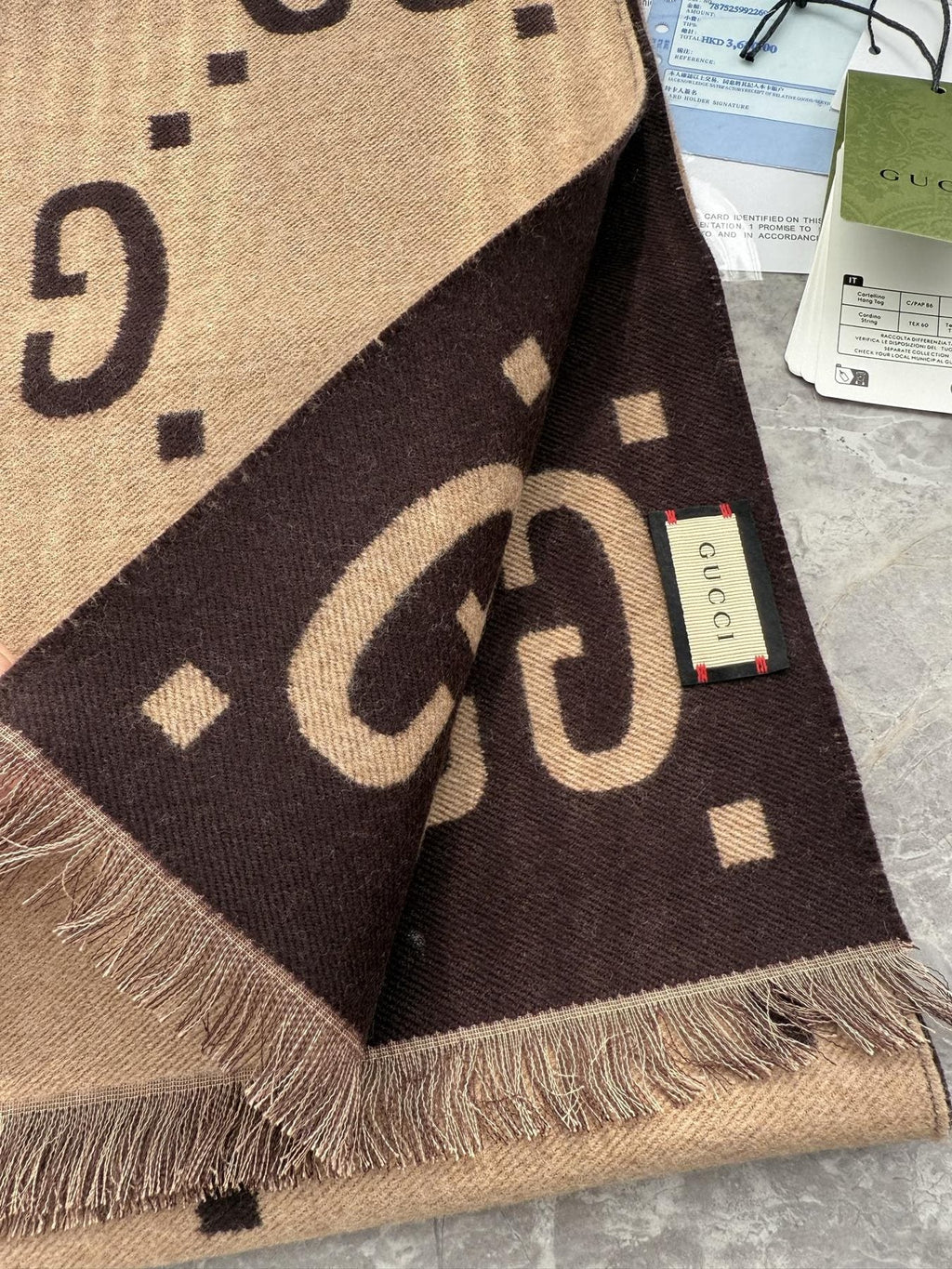 Gucci Geometric Fringed Scarf