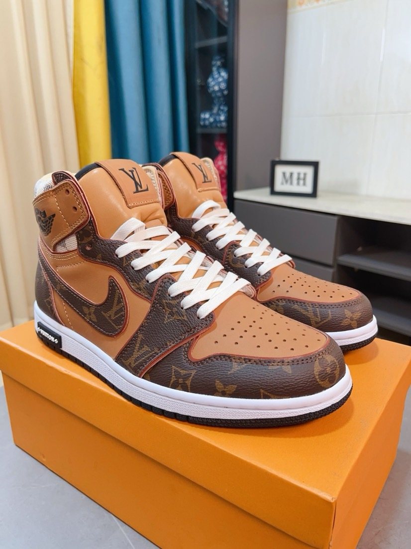 Nike Tan and Dark Brown Patterned High-Top Sneakers