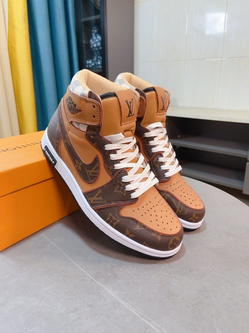 Nike Tan and Dark Brown Patterned High-Top Sneakers