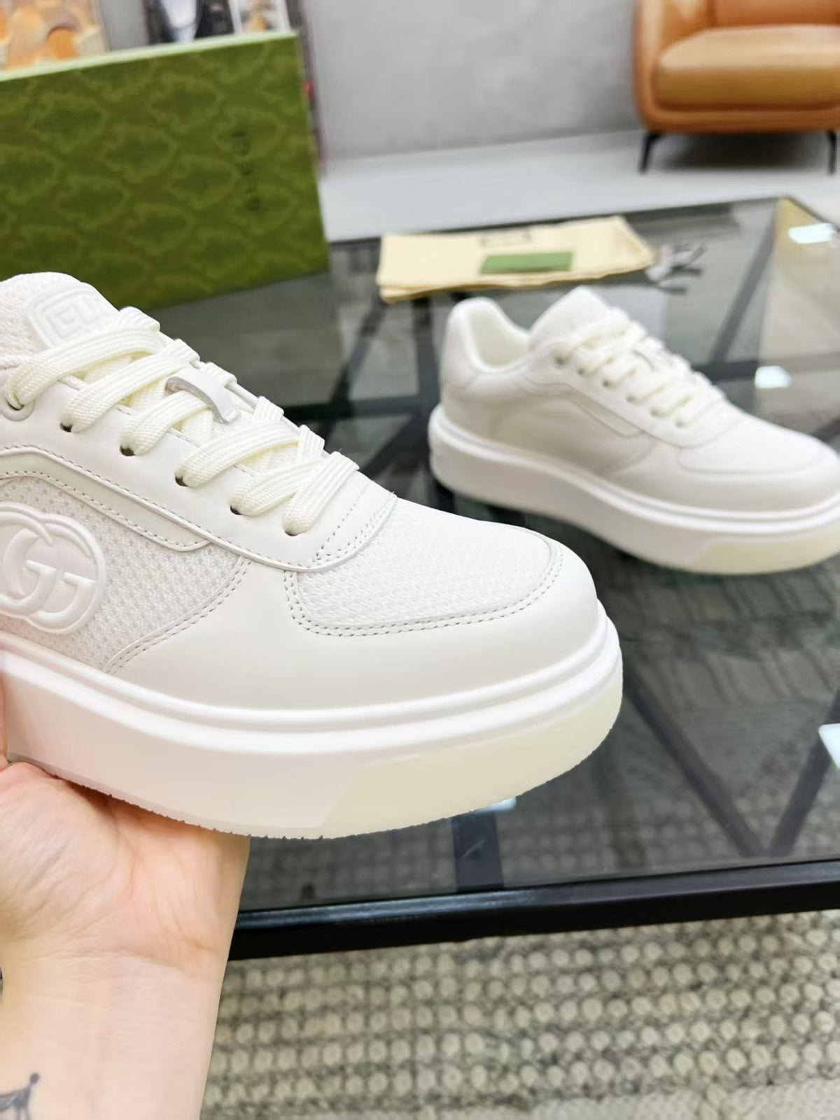 Gucci White Low-Top Sneakers
