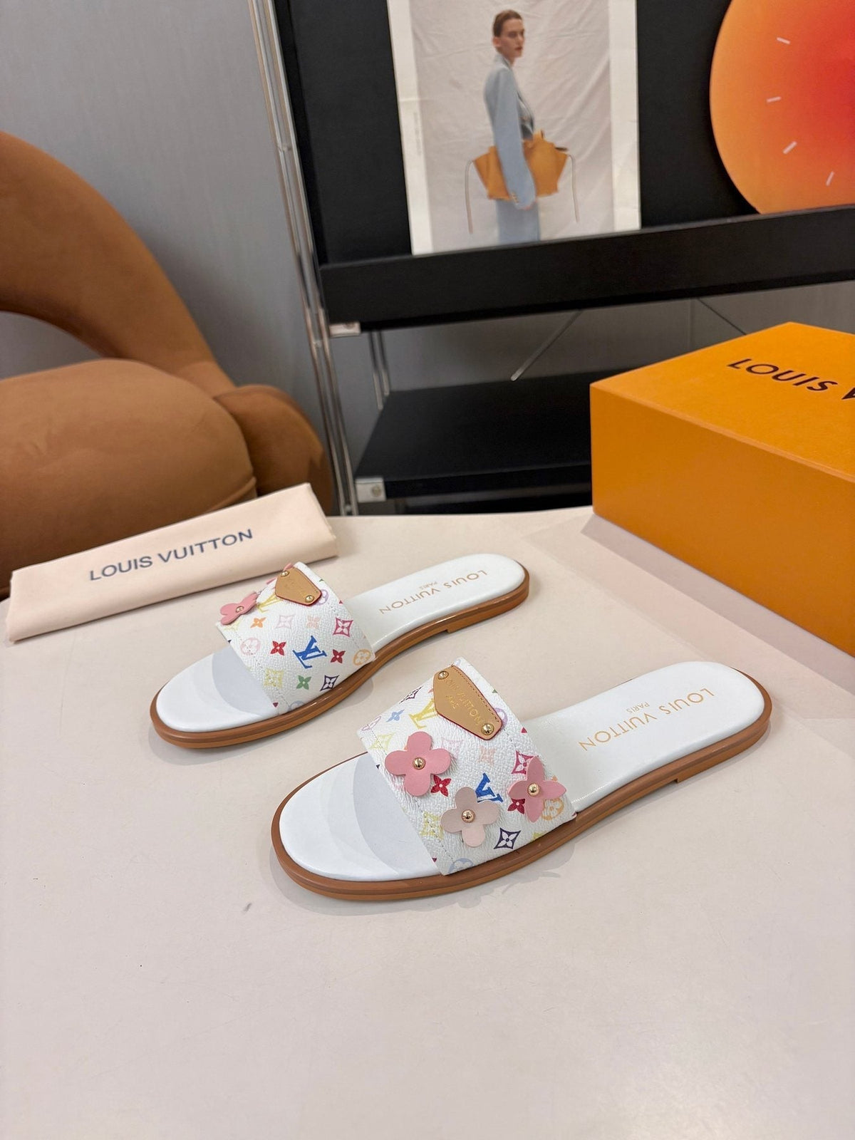 Louis Vuitton Floral Print Slide Sandals