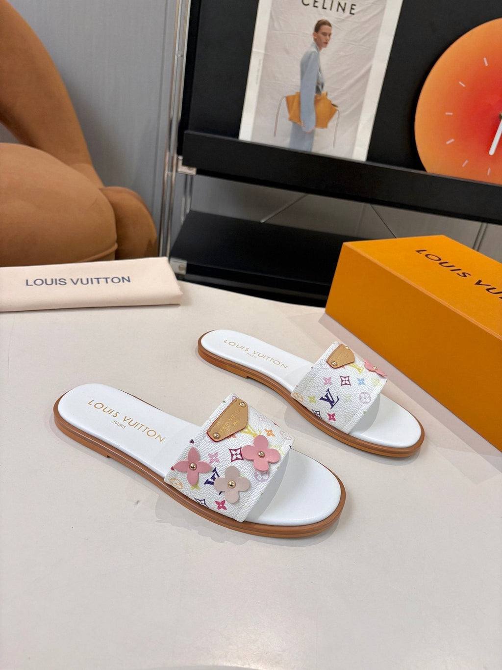Louis Vuitton Floral Print Slide Sandals