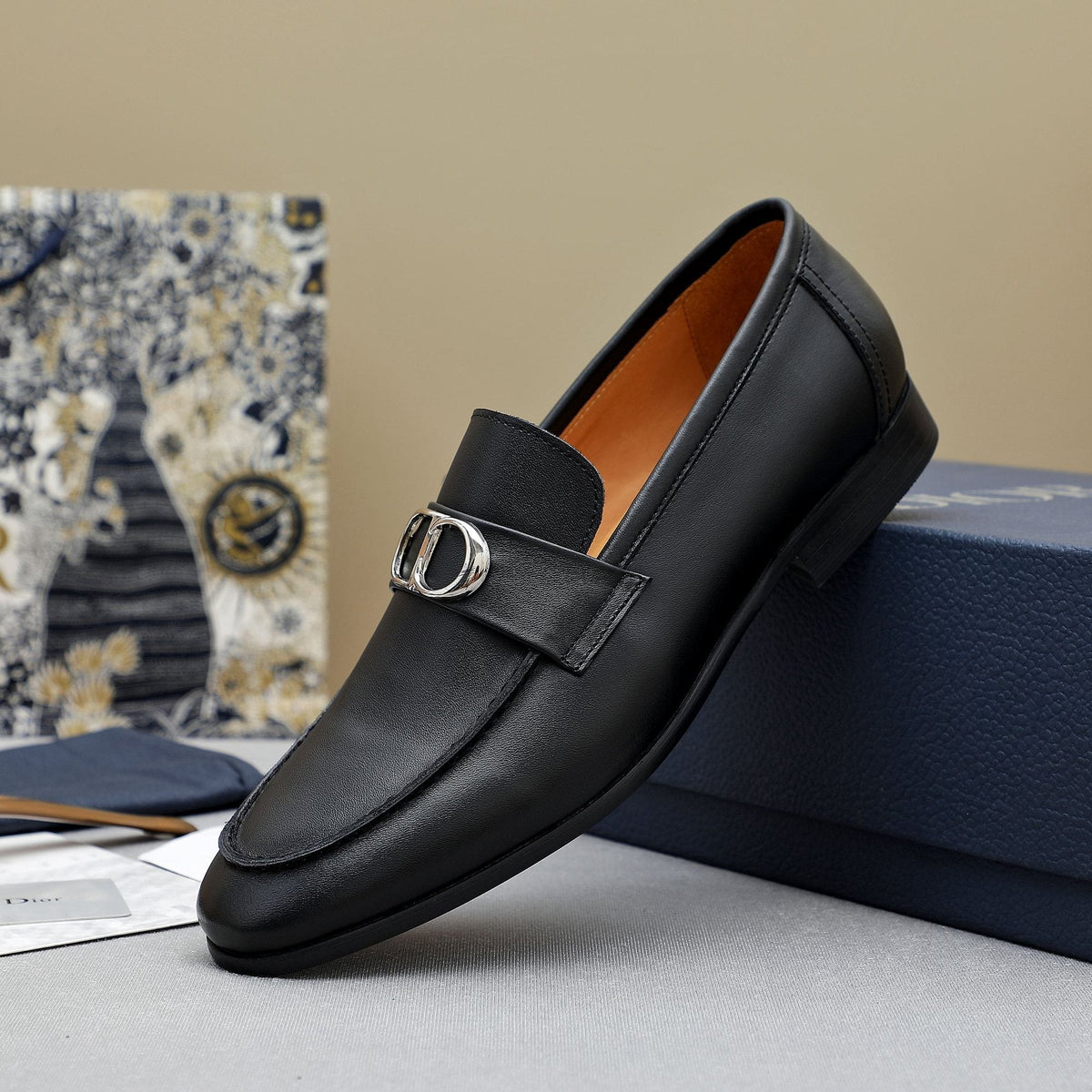 Dior Black Buckle Loafers