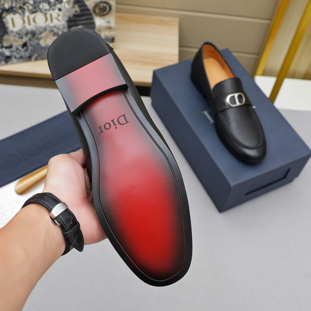 Dior Black Buckle Loafers
