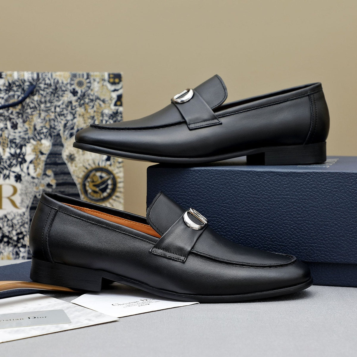 Dior Black Buckle Loafers