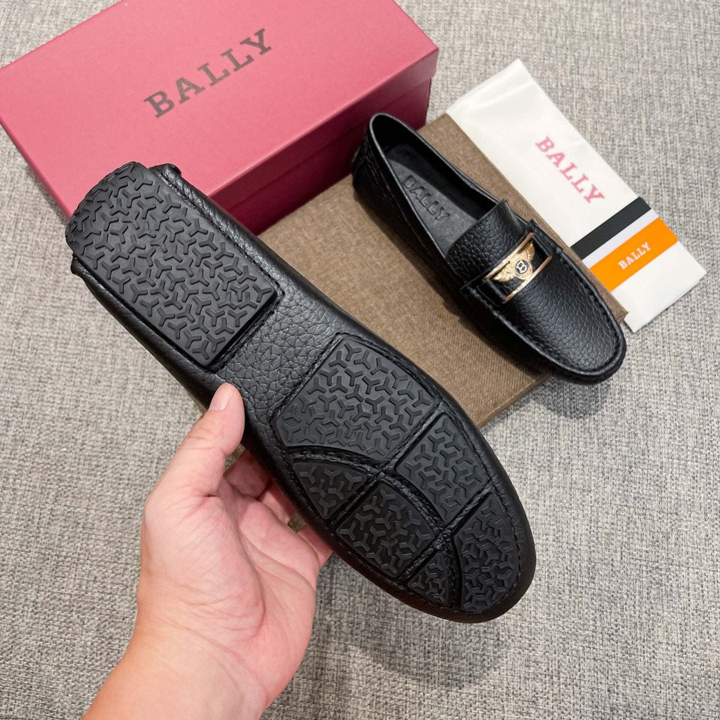 Bally Men's Black Textured Slip-On Loafers