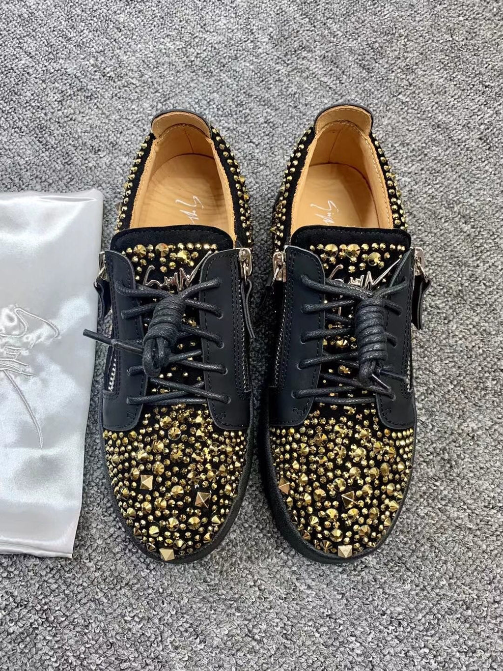 Giuseppe Zanotti Black Gold Stud Sneakers
