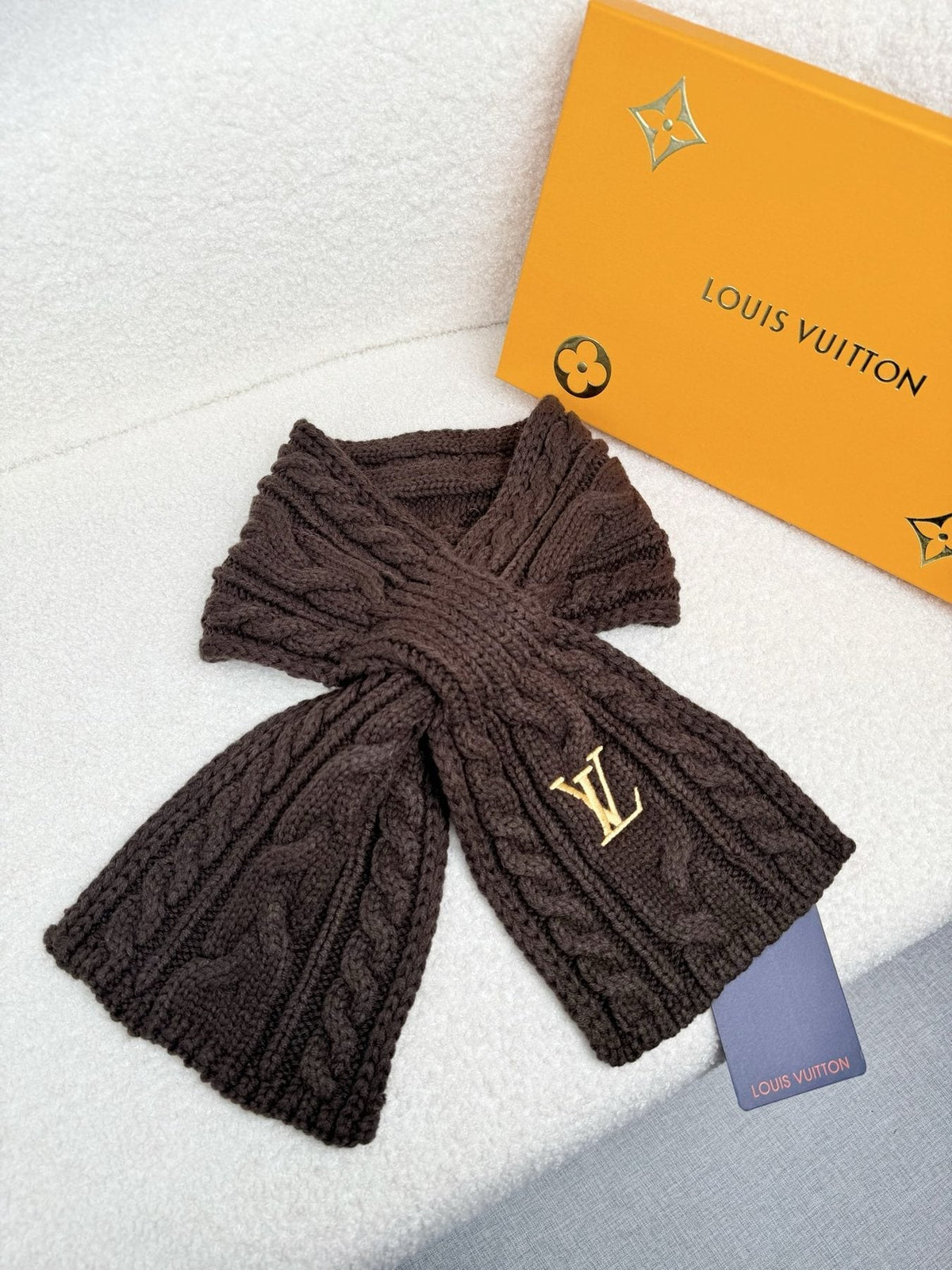 Louis Vuitton Dark Brown Knit Scarf