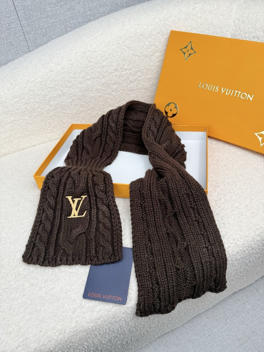 Louis Vuitton Dark Brown Knit Scarf