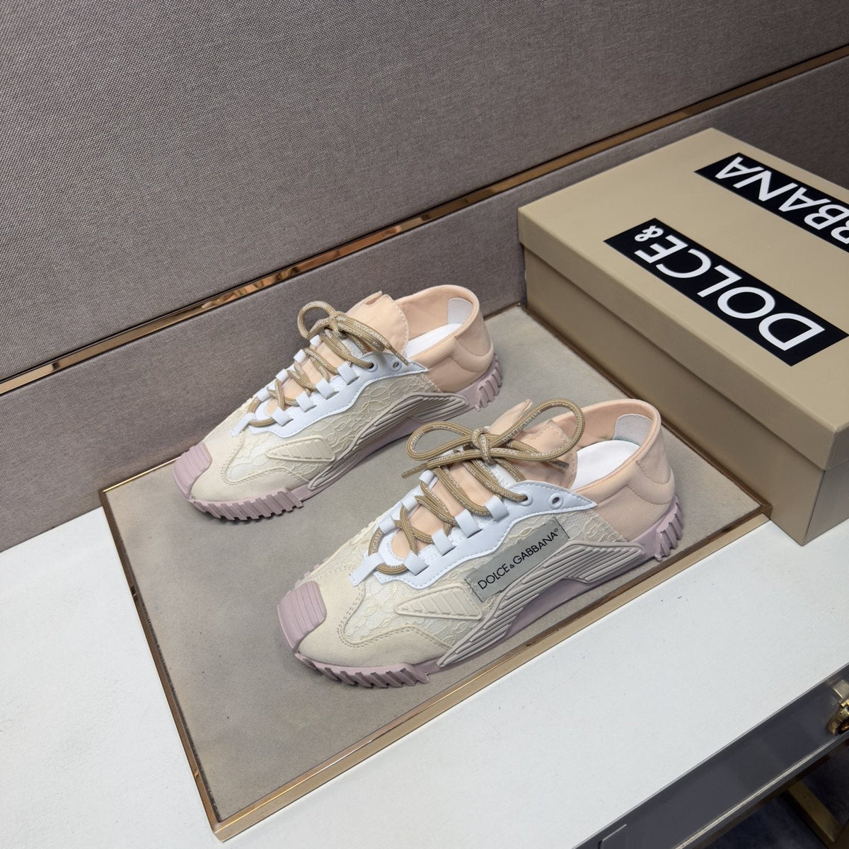 Dolce & Gabbana Cream Panel Low-Top Sneakers