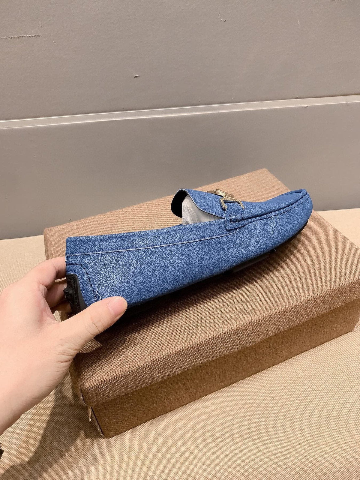 Versace Blue Gold-Hardware Loafers
