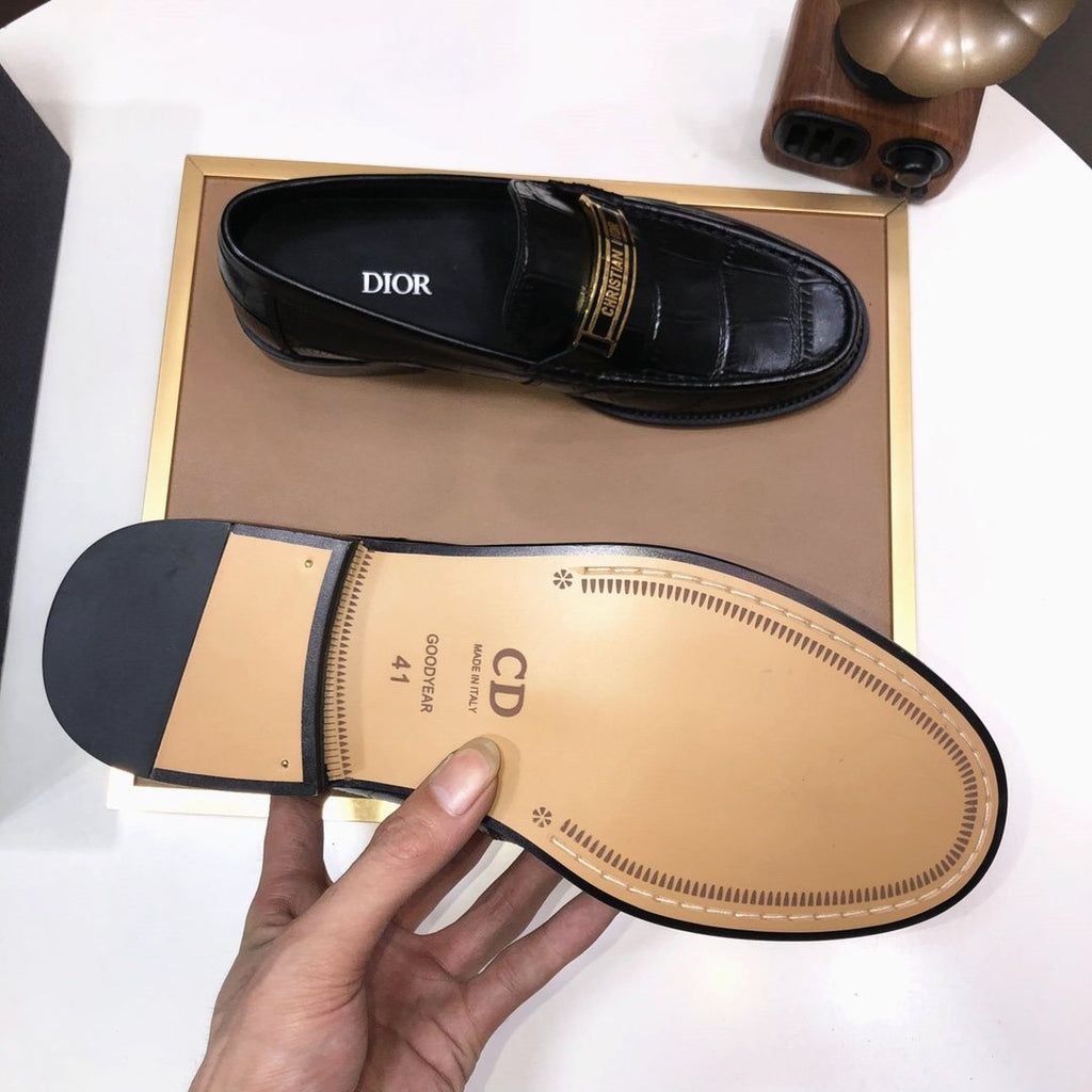 Dior Black Embossed Loafers