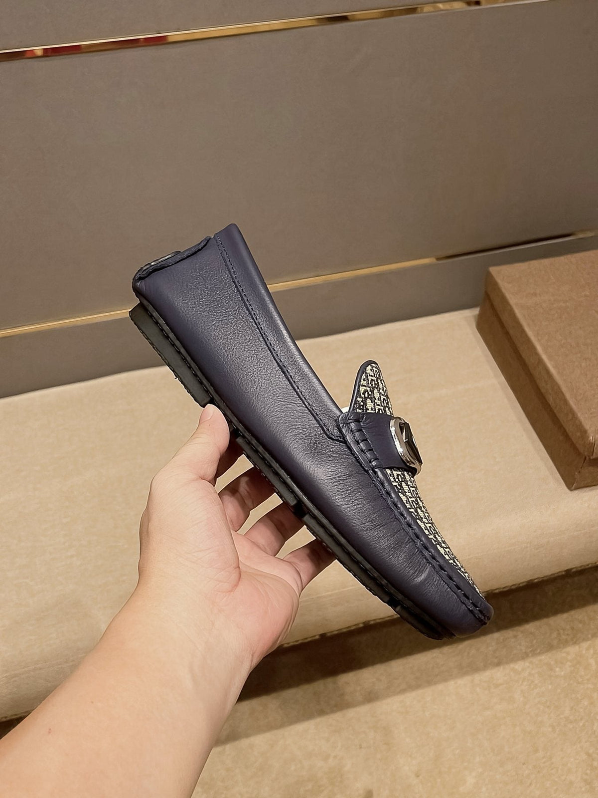 Dior Men's Patterned Vamp Buckle Loafers