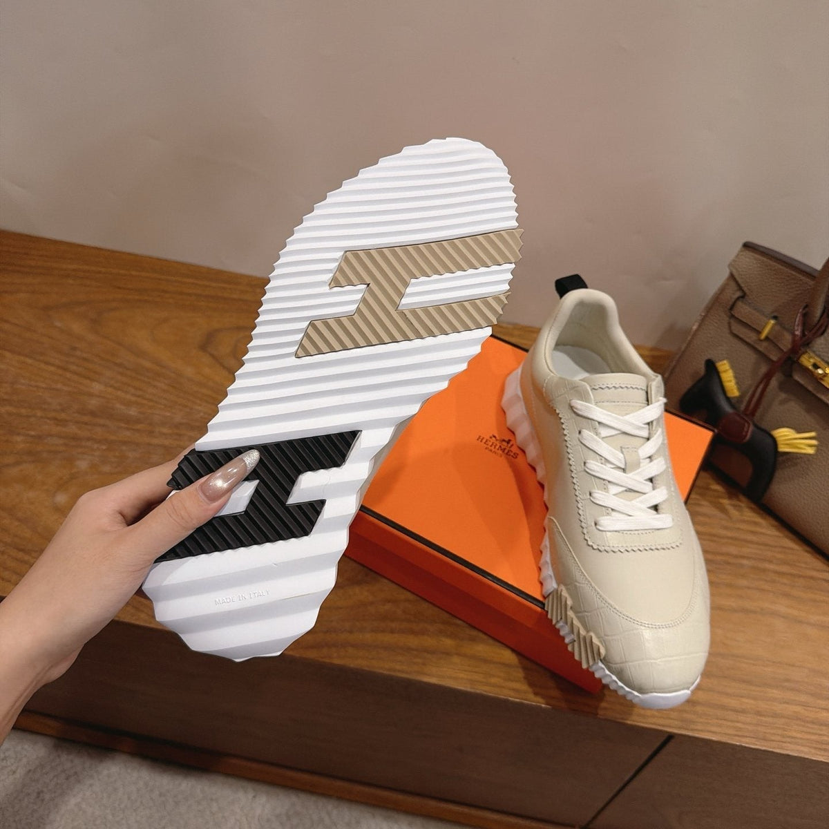 Hermès Color-Block Lace-Up Sneakers