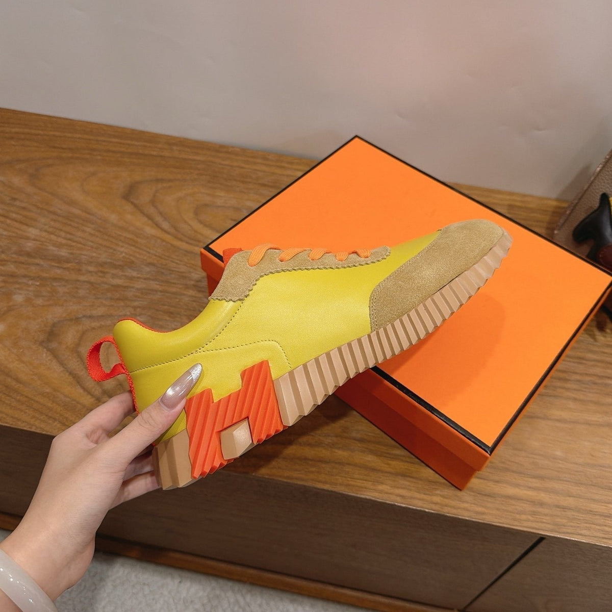 Hermès Color-Block Lace-Up Sneakers