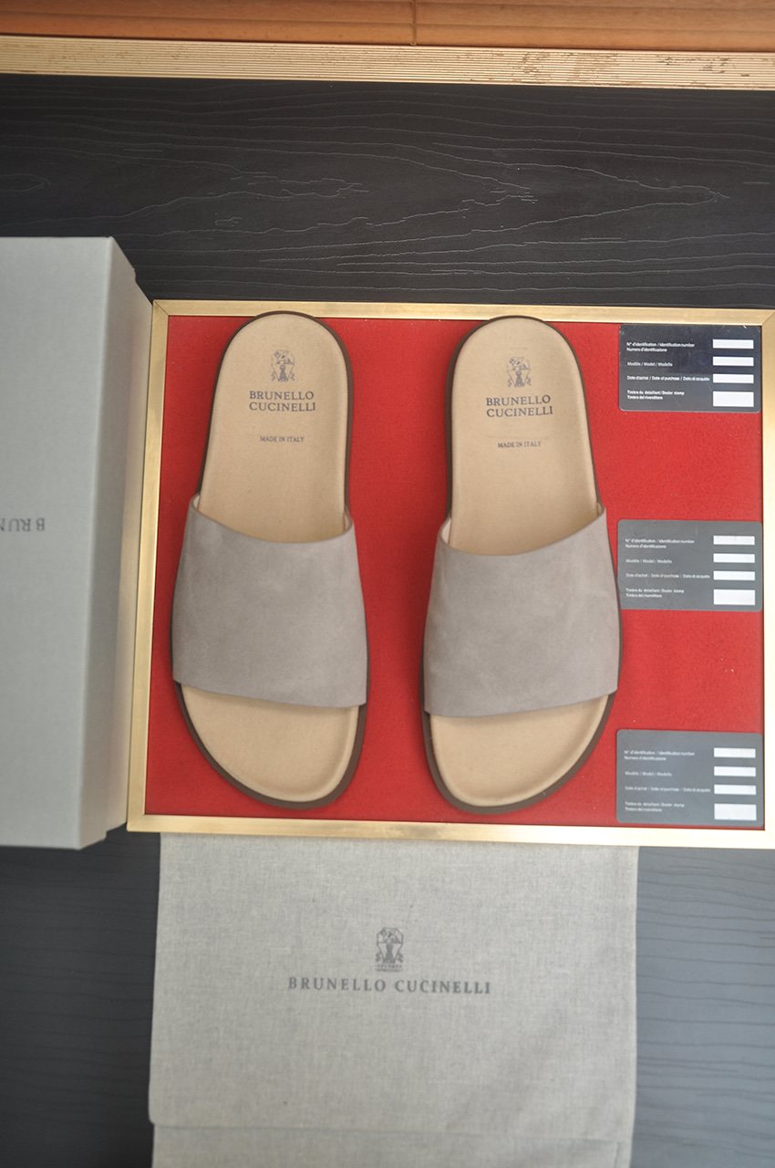 Brunello Cucinelli White Slide Sandals