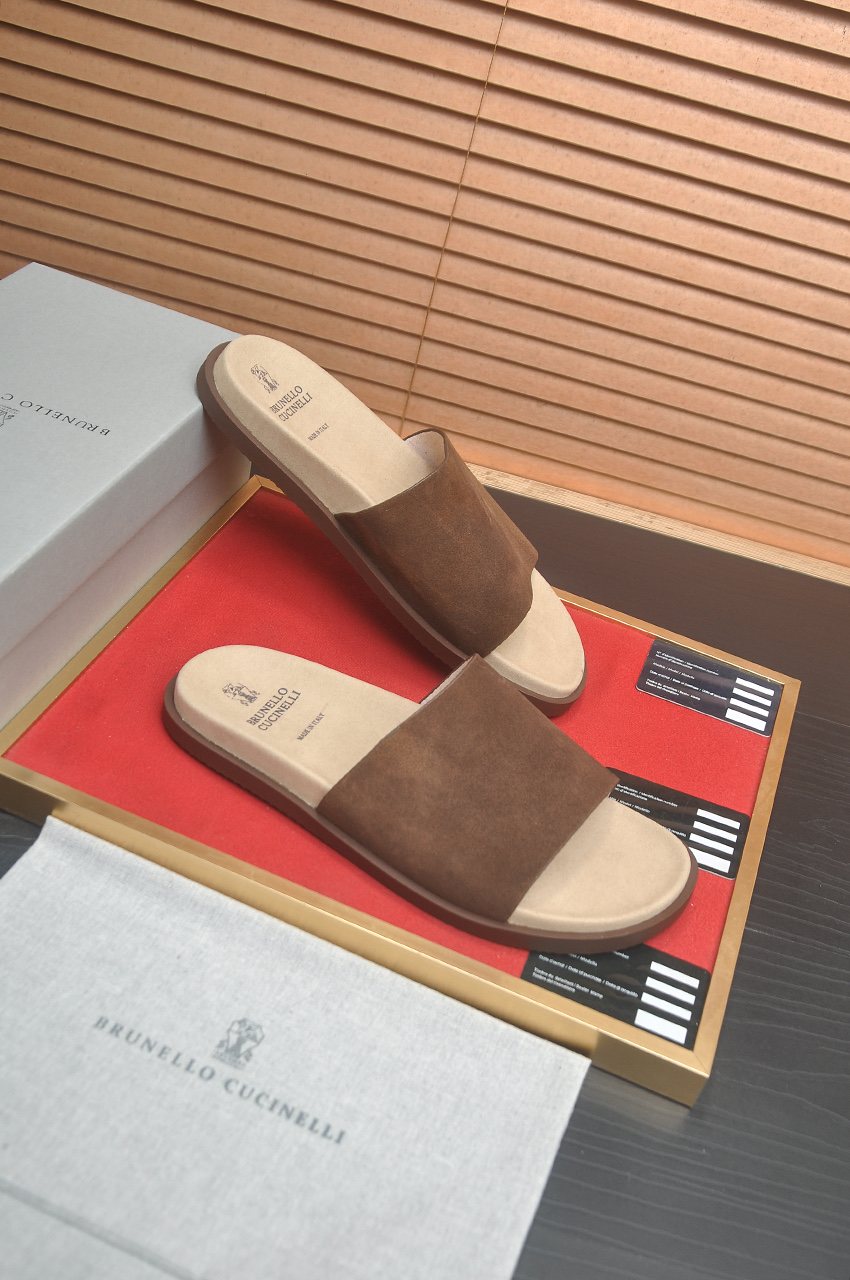 Brunello Cucinelli White Slide Sandals