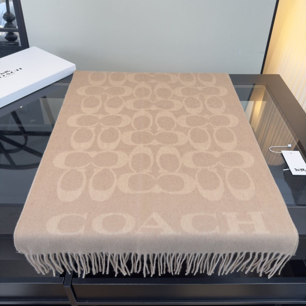 Coach Reversible Monogram Fringed Scarf