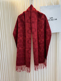 Coach Reversible Monogram Fringed Scarf