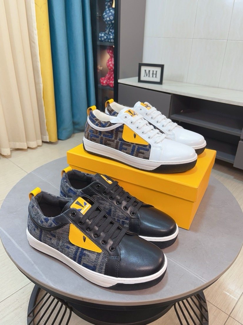 FENDI Patterned Panel Low-Top Sneakers