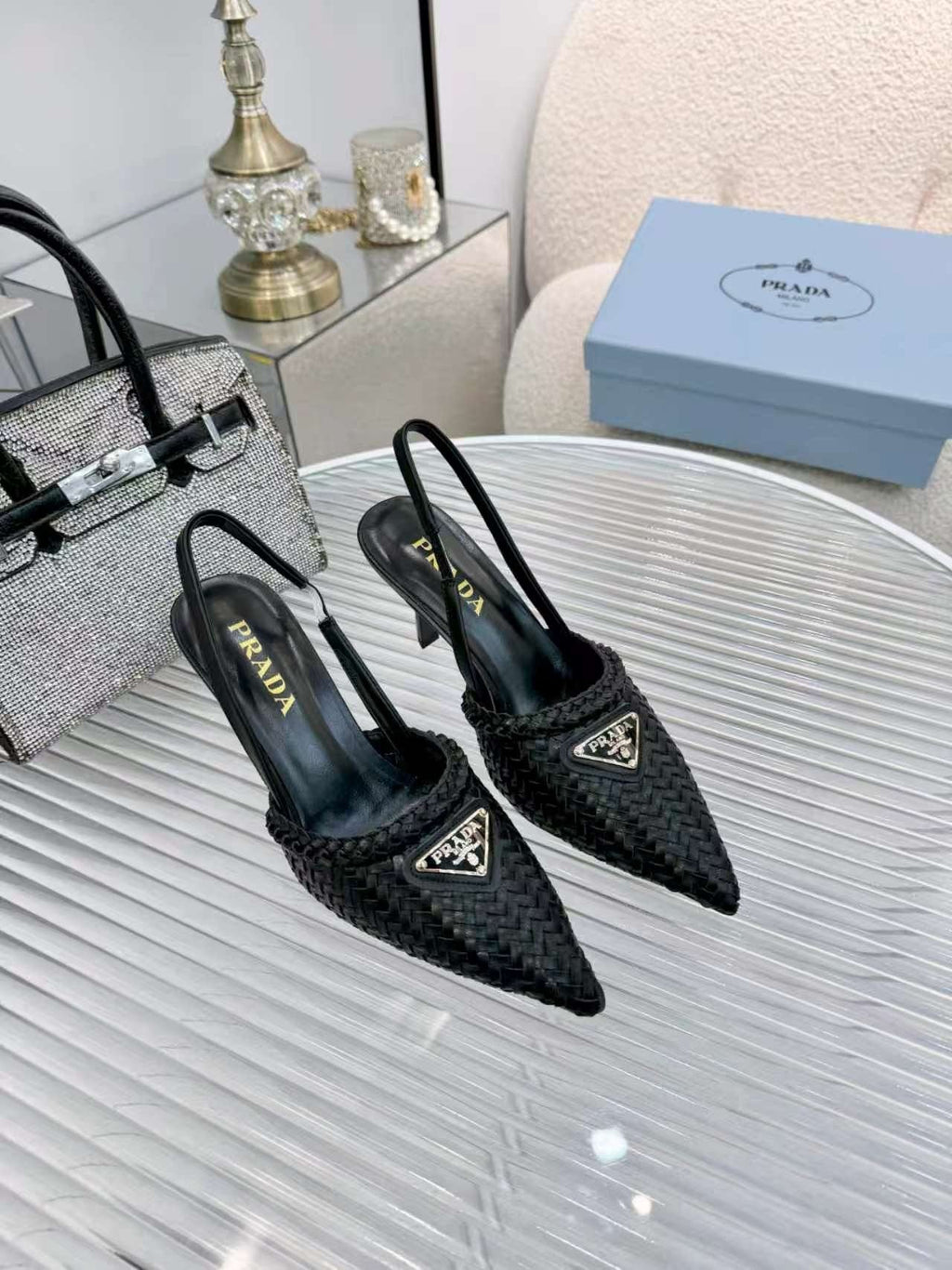 Prada Women's Woven Slingback Pumps