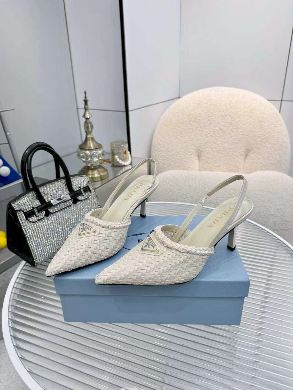 Prada Women's Woven Slingback Pumps