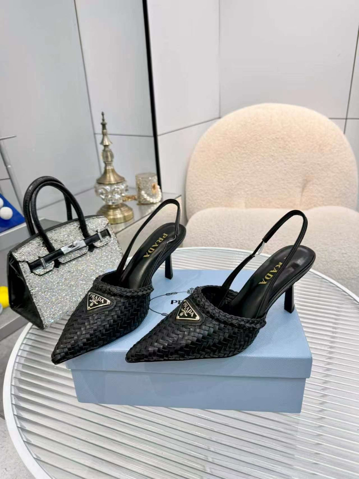 Prada Women's Woven Slingback Pumps