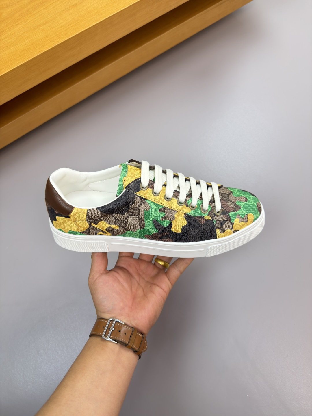 Gucci Turquoise Patterned Low-Top Sneakers
