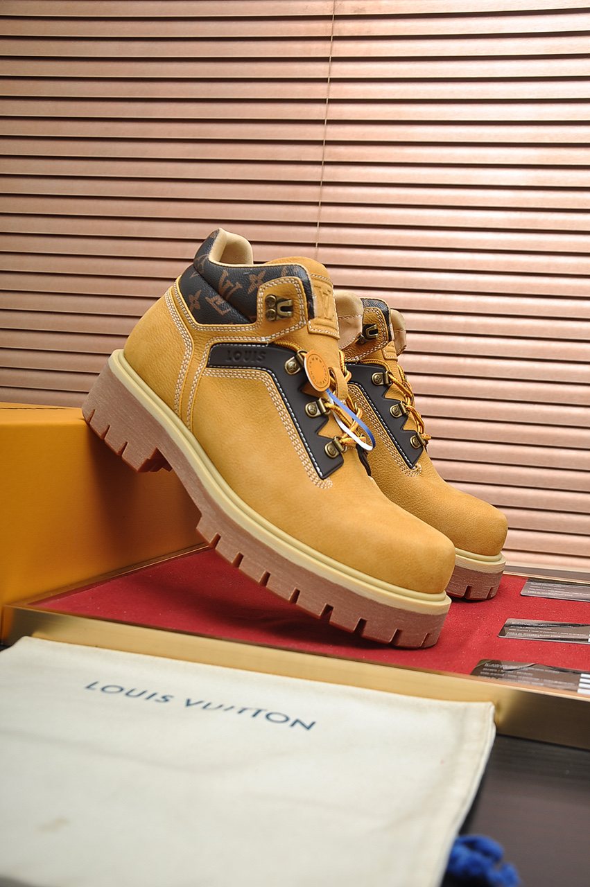 Louis Vuitton Lace-Up Lug-Sole High-Top Boots