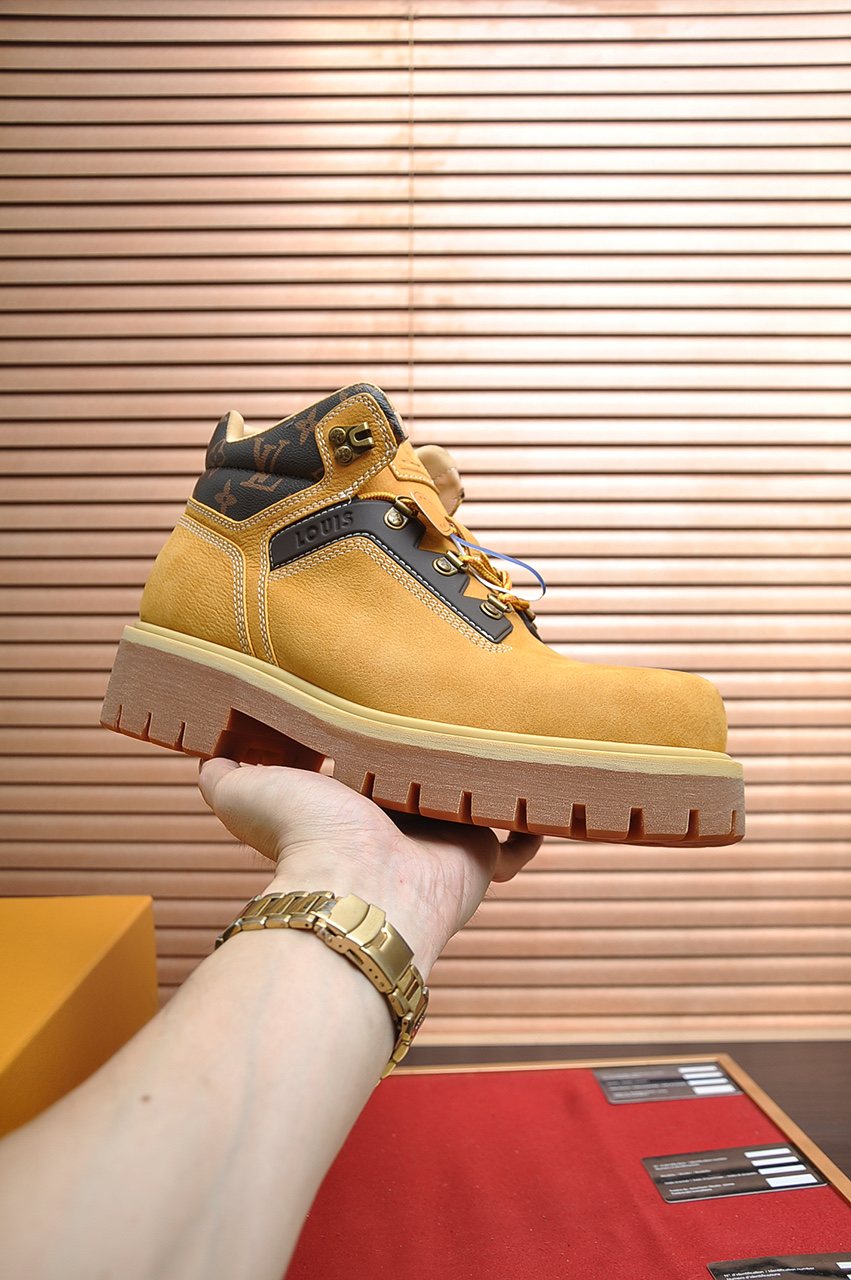 Louis Vuitton Lace-Up Lug-Sole High-Top Boots