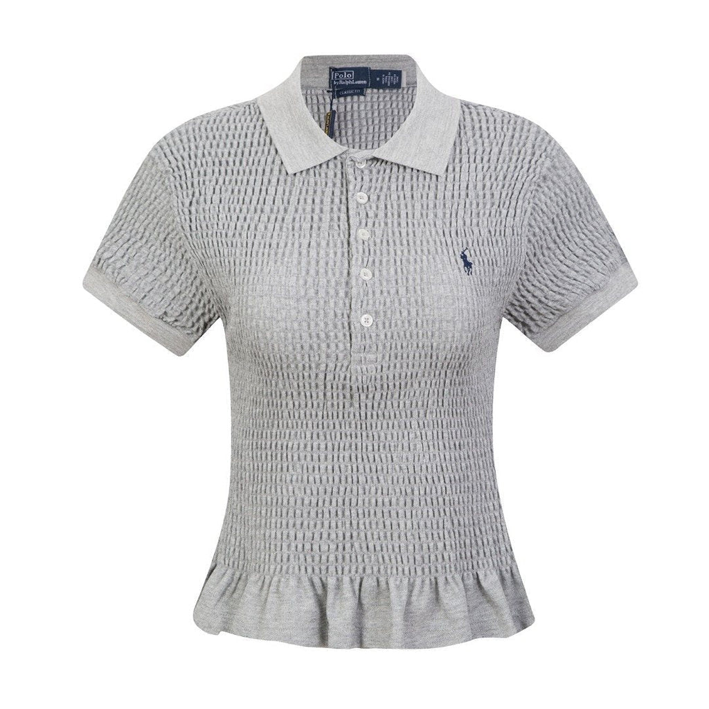 Ralph Lauren Ruffled-Hem Piqué Polo Top
