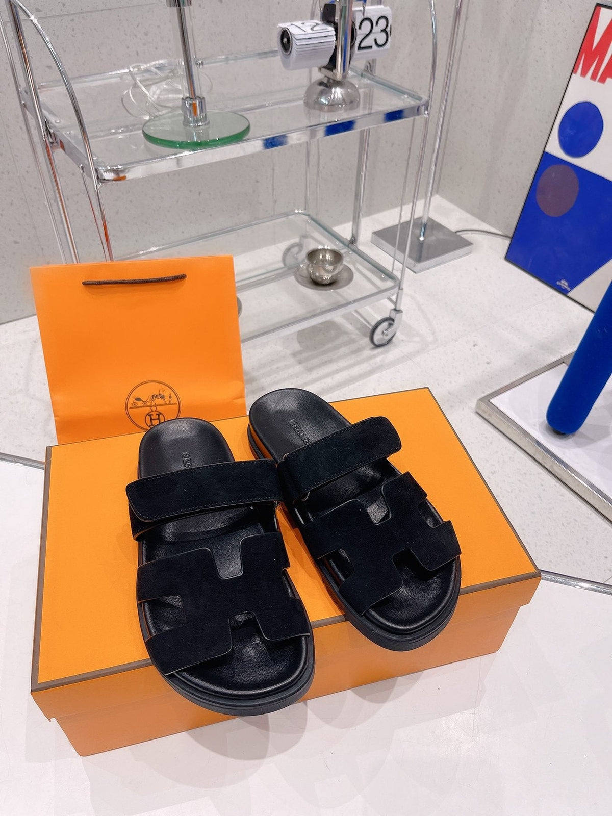 Hermès Men's H-Cutout Slide Sandals