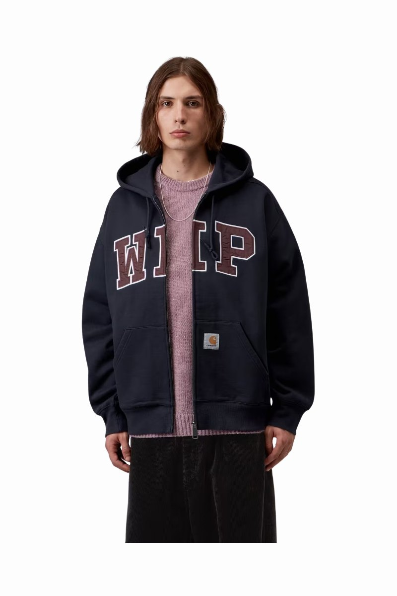 CARHARTT WIP HOODED WIP SWEAT JACKET Dark Navy stone washed