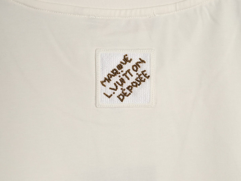 Louis Vuitton Gold-Tone Script Graphic T-Shirt - Off-White