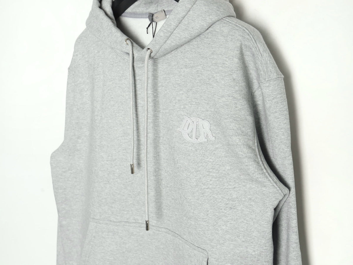 Dior CD Three-Color Badge Embroidered Hoodie - Light Gray