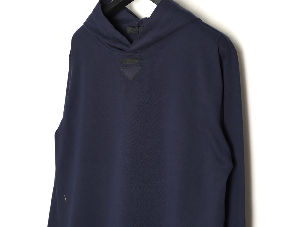 Prada PRD Neck-Label Relaxed Pullover Hoodie - Navy