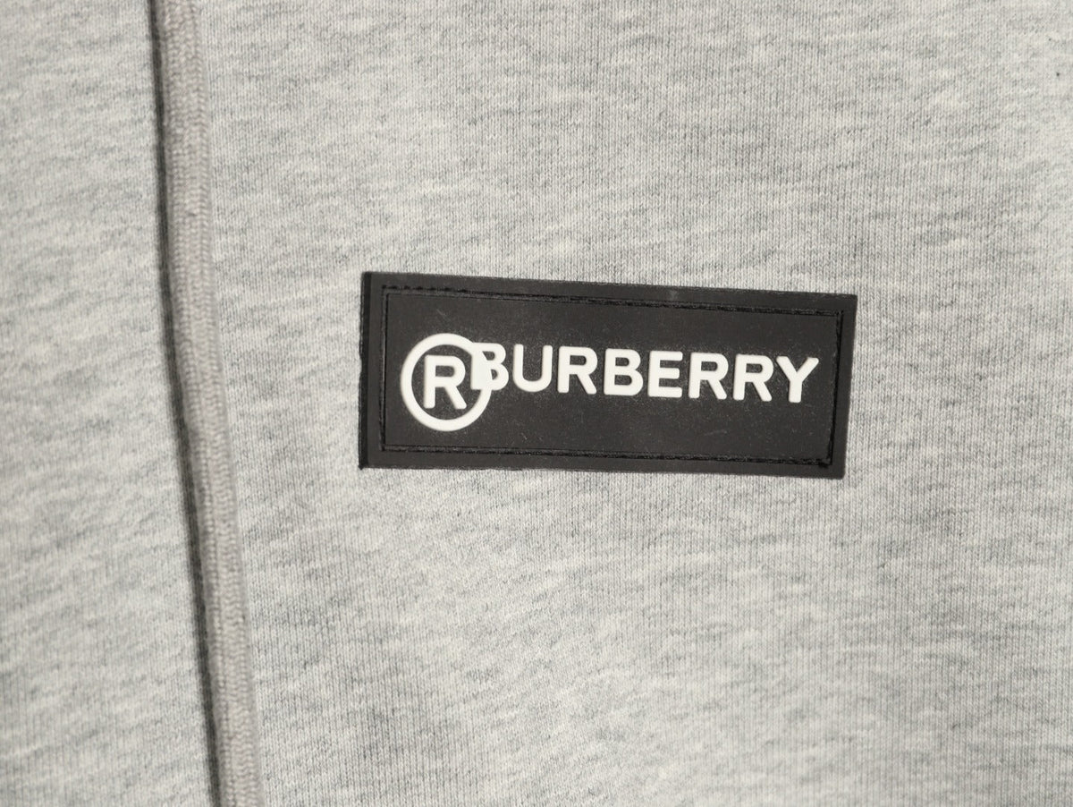 Burberry Logo-Detail Check-Panel Hooded Zip Jacket - Light Gray