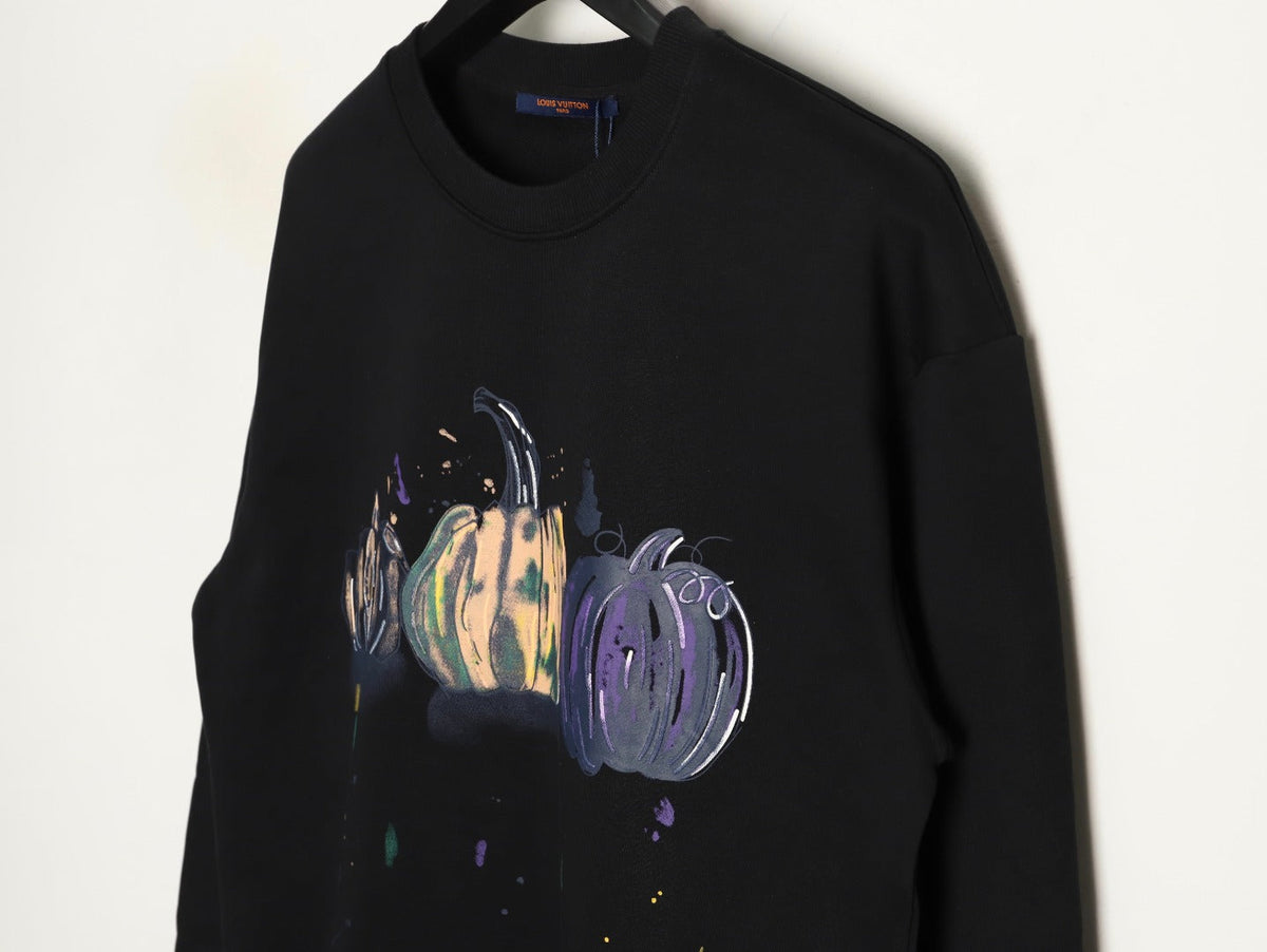 Louis Vuitton Sketch-Style Pumpkin Graphic Crewneck Sweatshirt - Black