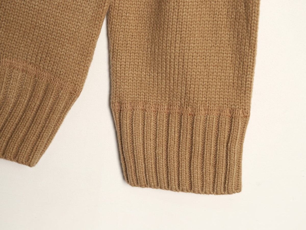 Prada Milano Logo Crewneck Knit Sweater - Camel